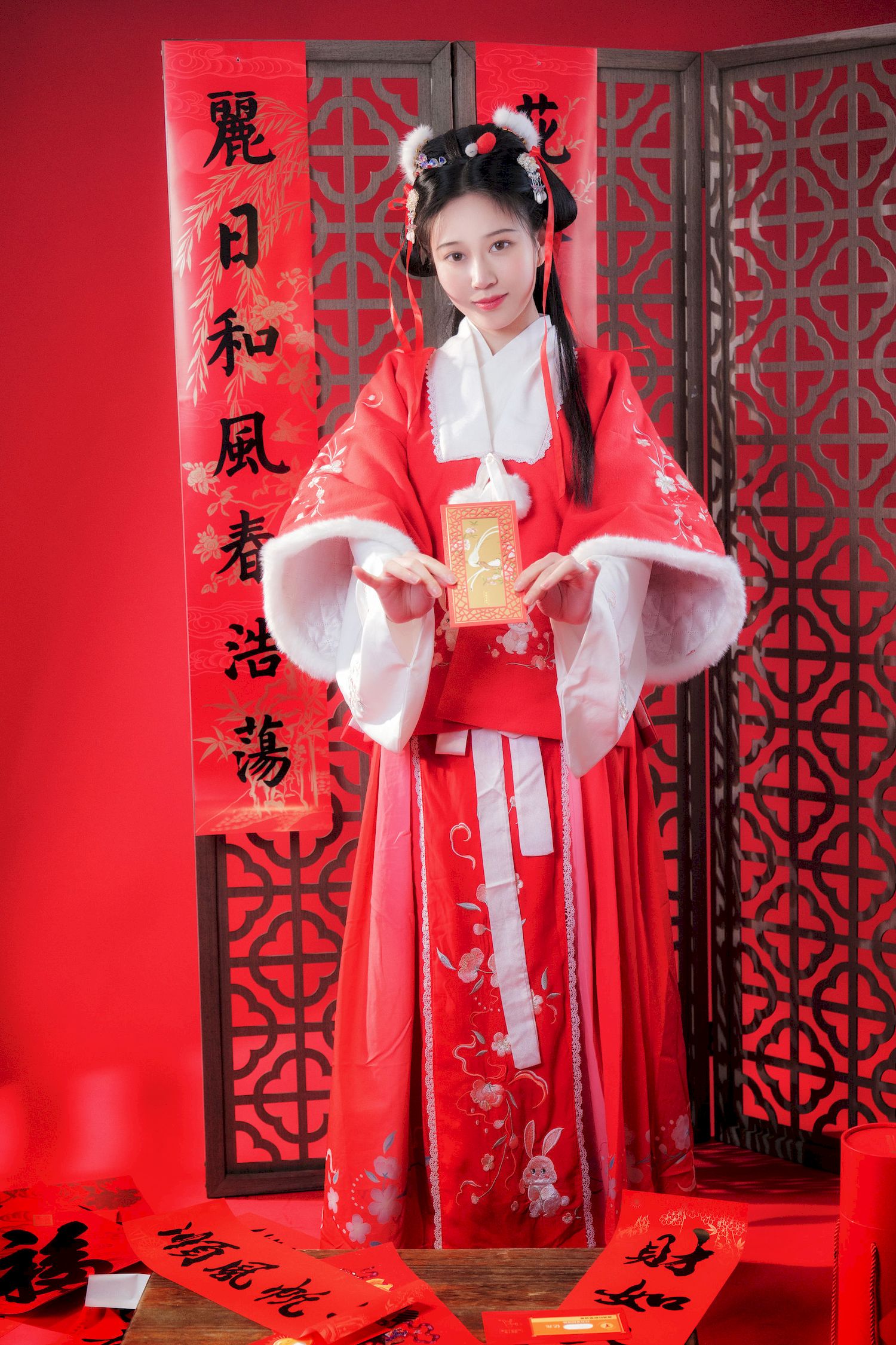 古典美女Nnian拜年服喜庆写真