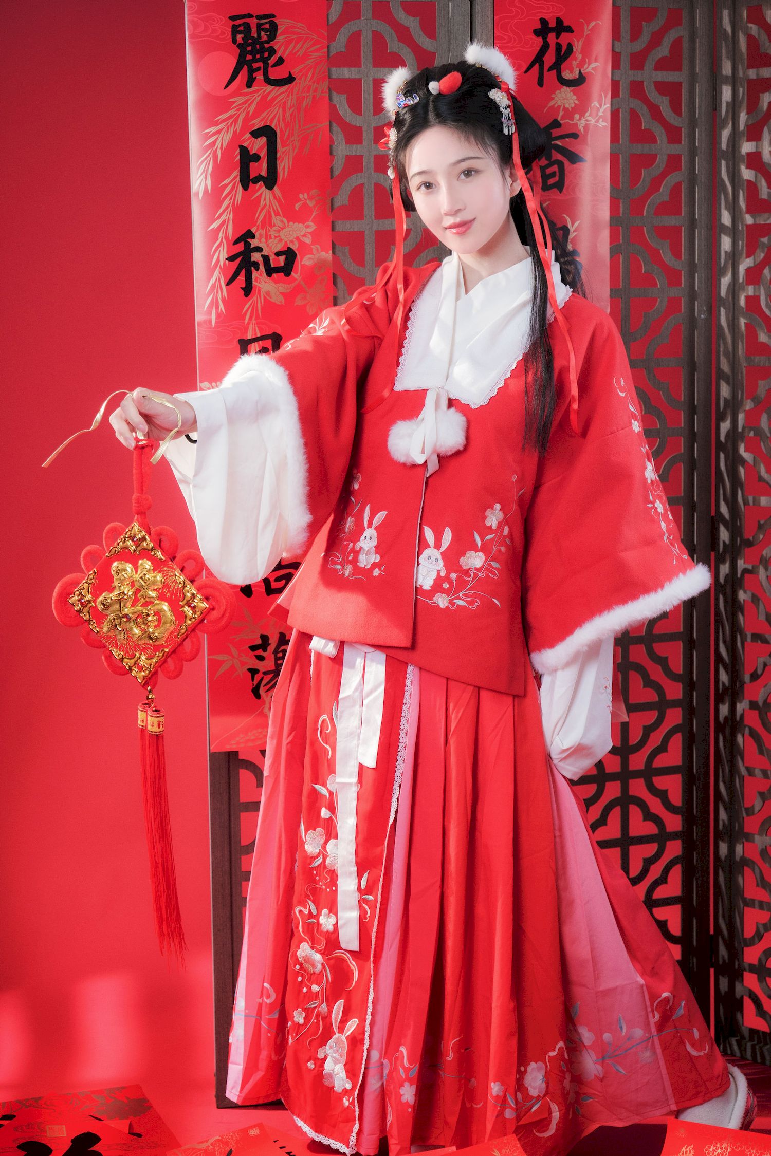 古典美女Nnian拜年服喜庆写真