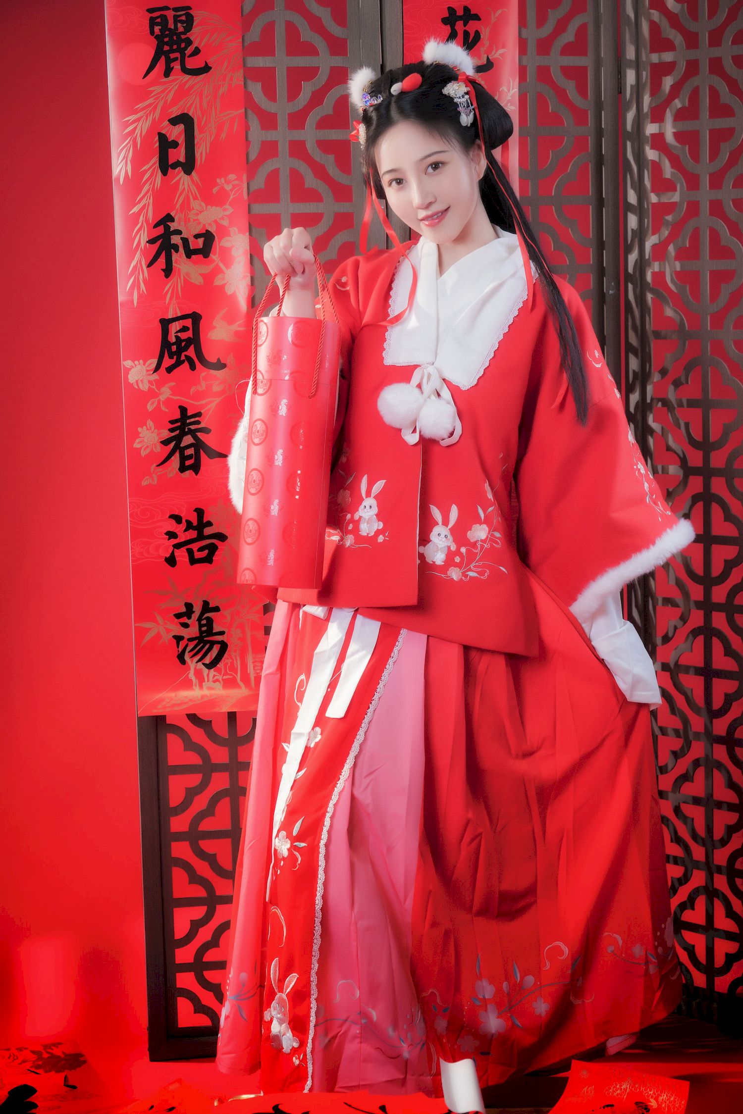古典美女Nnian拜年服喜庆写真