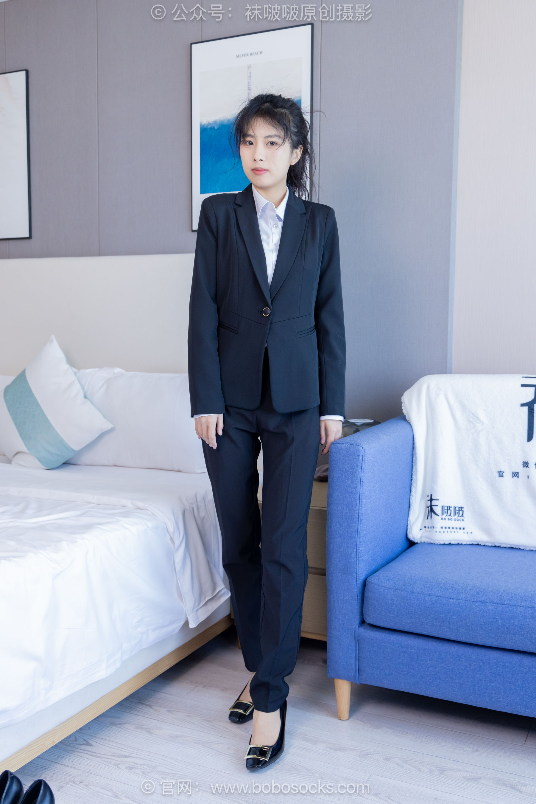 BoBoSocks袜啵啵模特奶油白领OL制服裤里丝写真-御萝部落-御萝部落